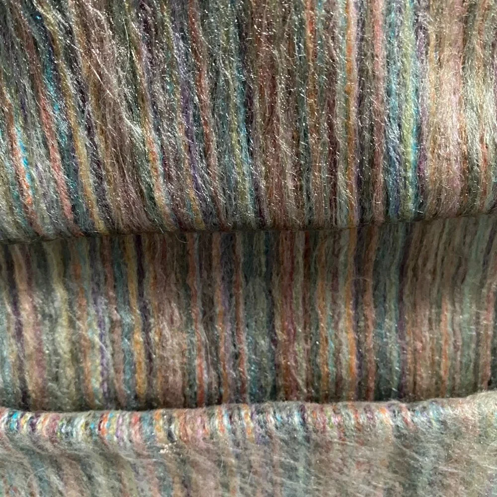 Handmade Shupaca Striped Alpaca Rainbow Fringe Y2K Office Boho Scarf 76